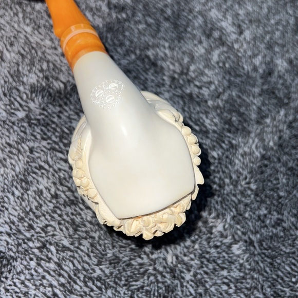 HAND CARVED MEERSCHAUM PIPE GREEN MAN / PIRATE VINTAGE WITH CUSTOM CASE. - Picture 9 of 17